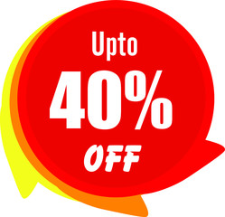 Up to 40% off. Red discount label