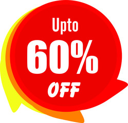 Up to 60% off. Red discount label