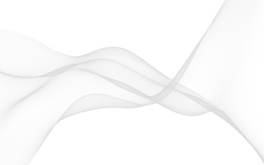 White abstract background. Fluttering white scarf. Waving on wind white fabric. 3D illustration