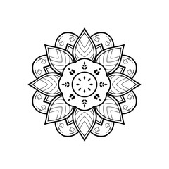 Circular Flower Mandala with vintage floral style, Vector mandala Oriental pattern, Hand drawn decorative element. Unique design with petal flower. Concept relax and meditation use for page logo book