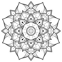 Circular Flower Mandala with vintage floral style, Vector mandala Oriental pattern, Hand drawn decorative element. Unique design with petal flower. Concept relax and meditation use for page logo book