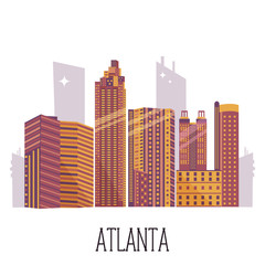 Tourist poster, banner with skyline of Atlanta