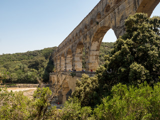 Obraz premium France, july 2019: Pont du Gard is an old Roman aqueduct, southern France near Nimes