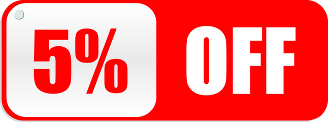 5% off. Red discount icon