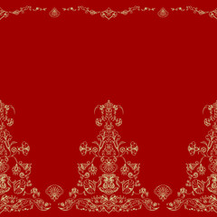 pattern with an Oriental ornament on a red background