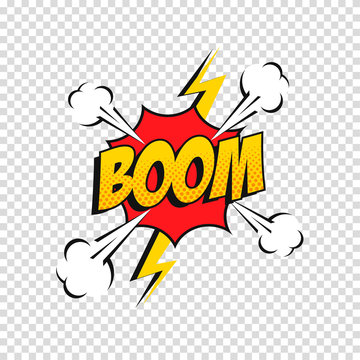 Vector comic sound effect. Cartoon speech bubble with phrase Boom.