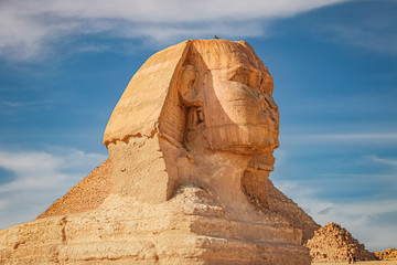 Ancient sphinx and pyramids, symbol of Egypt