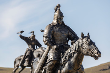 Fototapeta na wymiar Mongolian warrior statues in Mongolia, Asia.