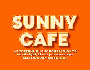 Obraz premium Vector modern logo Sunny Cafe. 3D Bright Font. Trendy Alphabet Letters and Numbers
