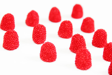 edible red marmalade in the shape of a raspberry berry
