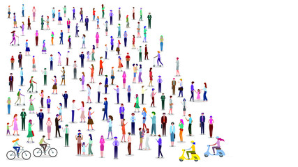 Naklejka premium Large group of people on white background. Group of man and woman cartoon characters. Flat colorful vector illustration.