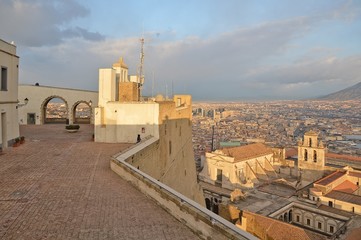 Fototapeta premium Panoramic view of the old city of Naples, Italy