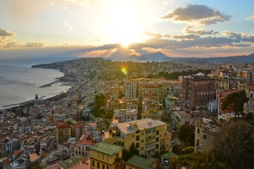 Fototapeta premium Panoramic view of the old city of Naples, Italy