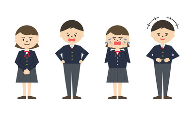 学生　喜怒哀楽　全身