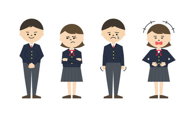 学生　喜怒哀楽　全身