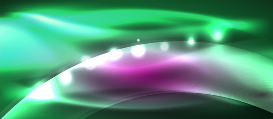 Abstract background. Shiny design neon waves with light effects, techno trendy design. Vector Illustration For Wallpaper, Banner, Background, Card, Book Illustration, landing page