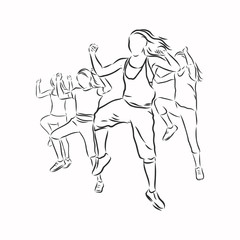 zumba dancers illustration . Zumba, Zumba dancers, fitness, dancer, vector sketch illustration
