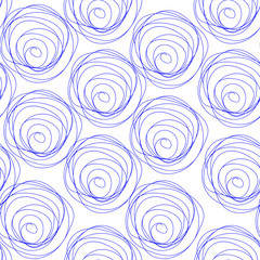 Hand drawn seamless pattern with circles, dots. Trendy endless geometric background. Tiling repeat ink texture