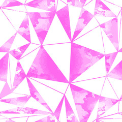 Seamless mosaic texture. Vector kaleidoscope background. Watercolor geometric pattern. Stained glass effect.