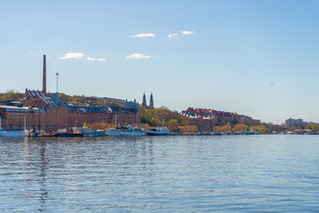 Sodermalm (Stockholm central district). View from old town (gamla stan).