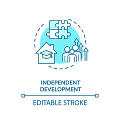 Independent development concept icon. Family relationship idea thin line illustration. Children education. Vector isolated outline RGB color drawing. Editable stroke