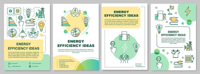 Fototapeta na wymiar Energy saving ideas brochure template. Electricity economy. Flyer, booklet, leaflet print, cover design with linear icons. Vector layouts for magazines, annual reports, advertising posters
