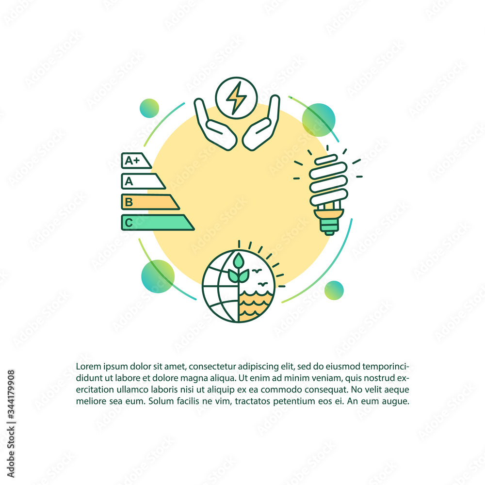 Fototapete natural resources saving concept icon with text. electricity waste reduce, environment conservation.