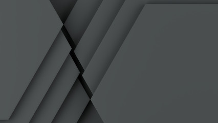 Modern black abstract design; geometric background, paper style; overlapping polygons; 3d rendering, 3d illustration