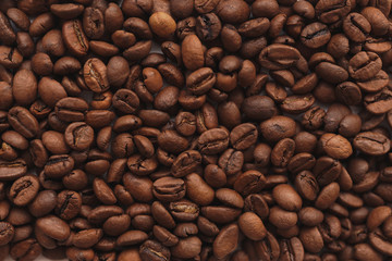 coffee beans background brown top view