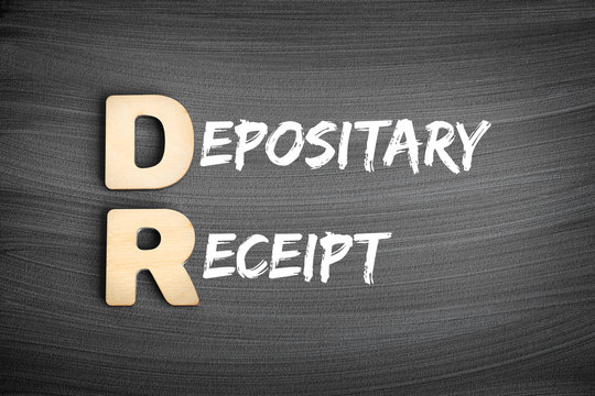 DR – Depositary Receipt acronym, business concept on blackboard