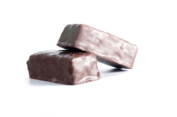 Chocolate candies isolated on white background