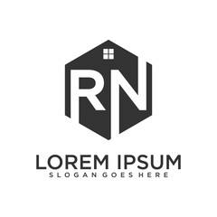 abstract initial letter R N logo design template