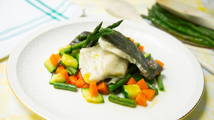 Turbot with vegetables in a spanish restaurant