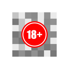 Censored pixel effect. Censor blur effect for sensitive content. Pixel censored sign for 18 plus content in black and white colors