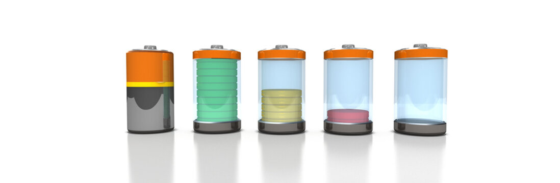 3d Batterie, Akku Ladestand, freigestellt