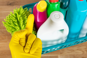 Cleaning supplies top view