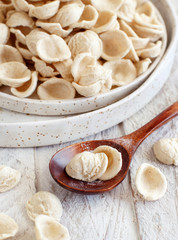 Fresh raw  italian pasta orecchiette