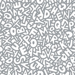 Doodle pattern of drawn letters in gray.