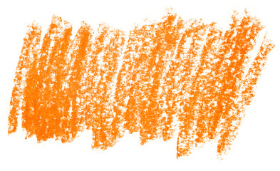 orange colored texture oil crayon stain on a white background