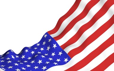 Obraz premium Waving flag of the United States of America. Stars and Stripes. State symbol of the USA. 3D illustration