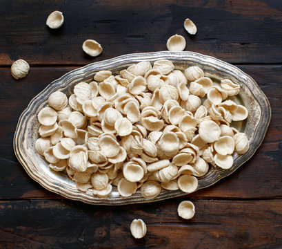Fresh raw  italian pasta orecchiette