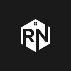 abstract initial letter R N logo design template