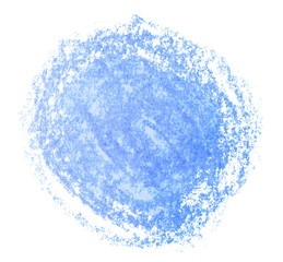 light blue texture round crayon stain on a white background