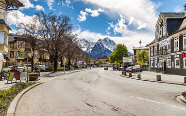 Street in Garmisch-Partenkirchen in Germany
