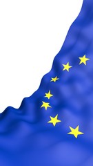 Slightly waving flag of the European Union isolated on white background, 3D rendering. Symbol of Europe. 3D illustration