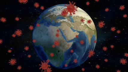 Fototapeta na wymiar The virus attacks planet Earth. 3d render