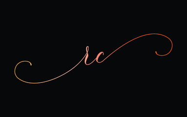 rc or r, c Lowercase Cursive Letter Initial Logo Design, Vector Template
