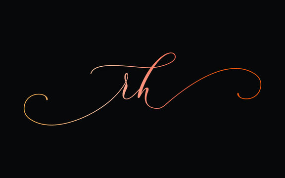 rh or r, h Lowercase Cursive Letter Initial Logo Design, Vector Template