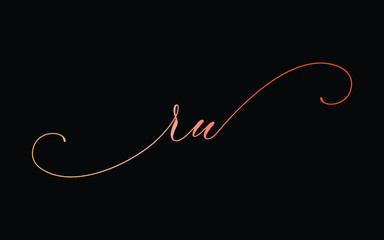 ru or r, u Lowercase Cursive Letter Initial Logo Design, Vector Template