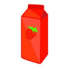 strawberry carton drink box isolated on white background